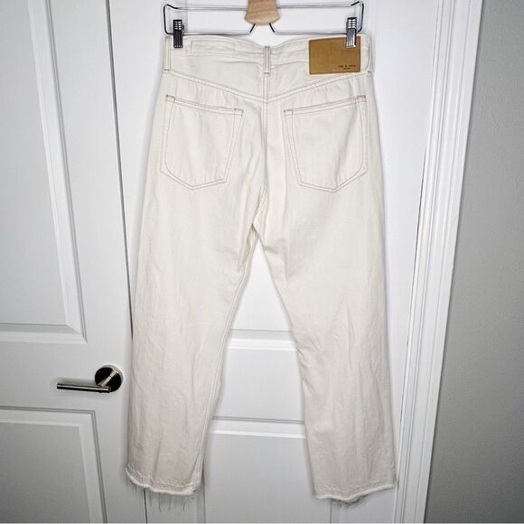 Rag & Bone Maya High-Rise Straight Jeans - Ecru with holes Distressed Size 27 - Picture 6 of 12